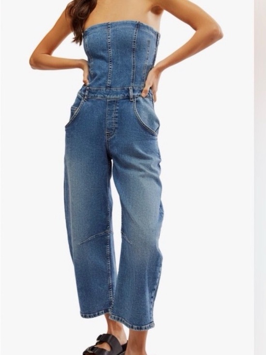 We The Free Pants - Free People We the Free Je Suis Wide-Leg Denim Jumpsuit - Blue